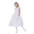 Petite Adele Big Girls White Dull Satin Beaded Junior Bridesmaid Dress 8-16 - SophiasStyle.com